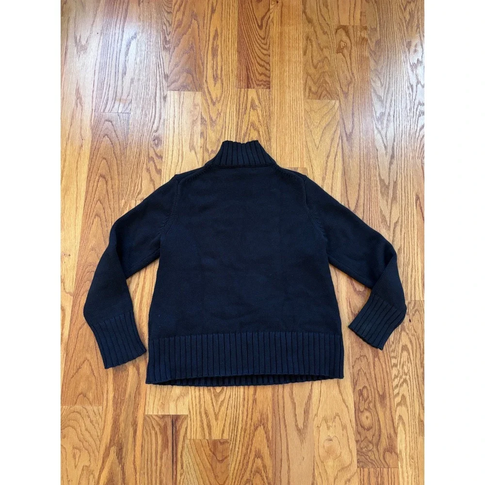 J.Crew Womens Mock Neck Cotton Knit Sweater Black Ribbed Trim Size S Long Sleeve - Picture 6 of 6